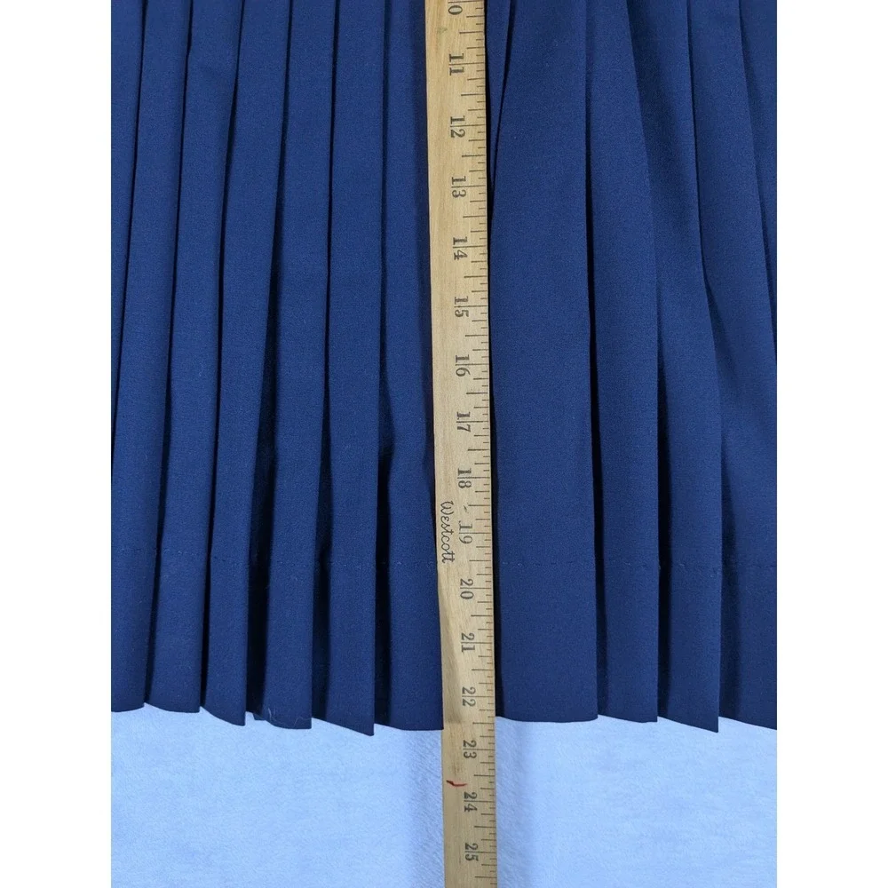 Tory Burch Navy Blue Pleated Wrap Skirt Tie‎ Waist Mini Size 6 Wool Blend